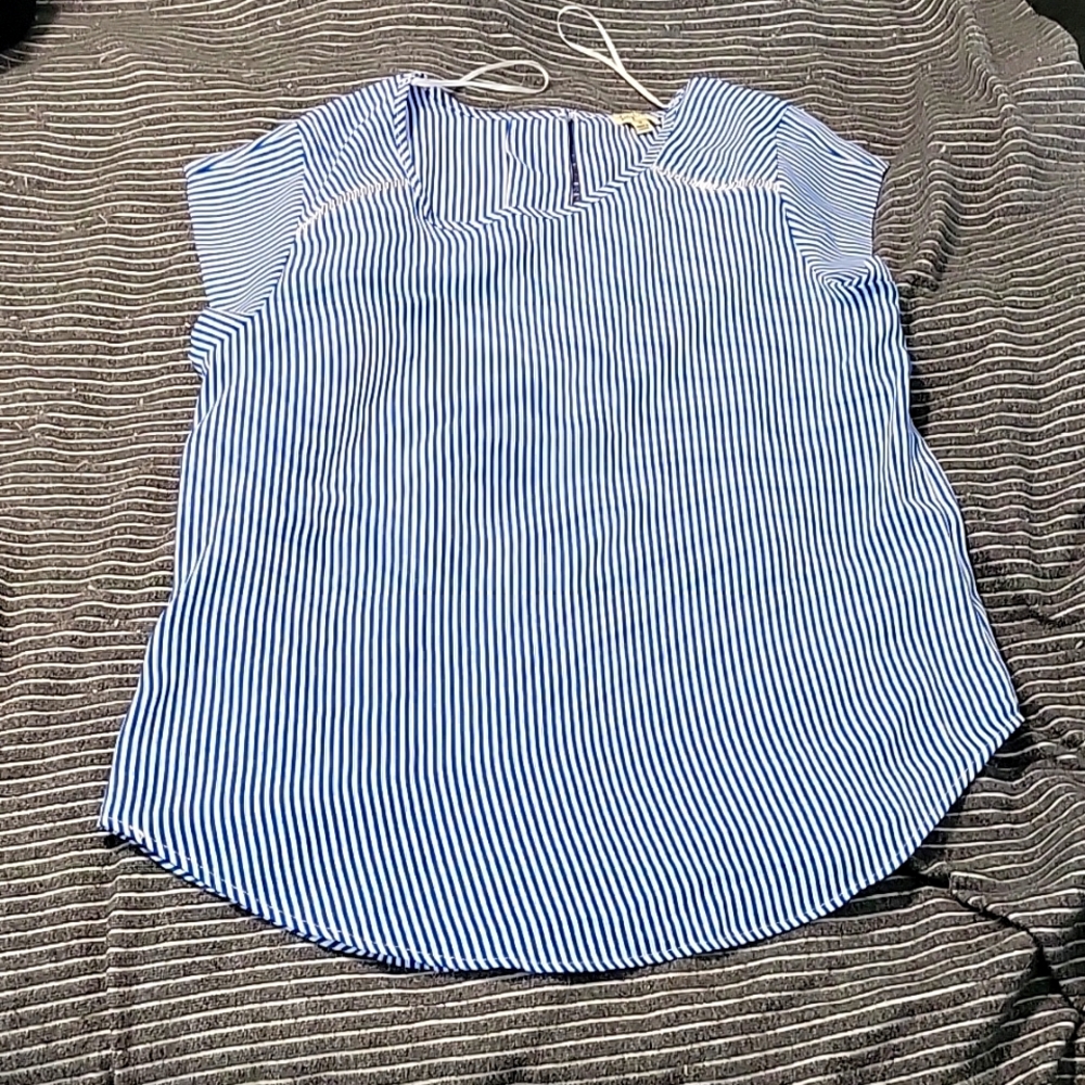 Blue and white striped top